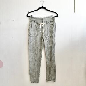 Anthropologie Seashore‎ Striped Linen Pants Green Coastal Minimalist XS